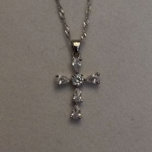 White Quartz Cross Necklace
